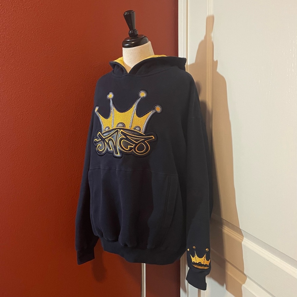 JNCO Men’s Vintage Grail Big Crown Baggy Navy‎ Embroidered Sweatshirt Hoodie